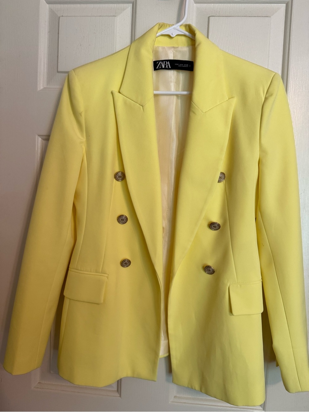 ZARA Bright Lemon Double-Breasted Blazer